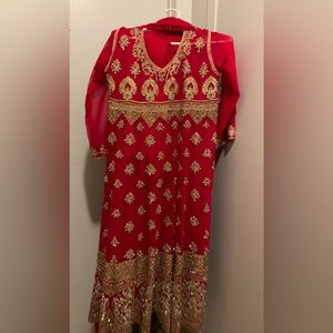 Red and Gold Anarkali